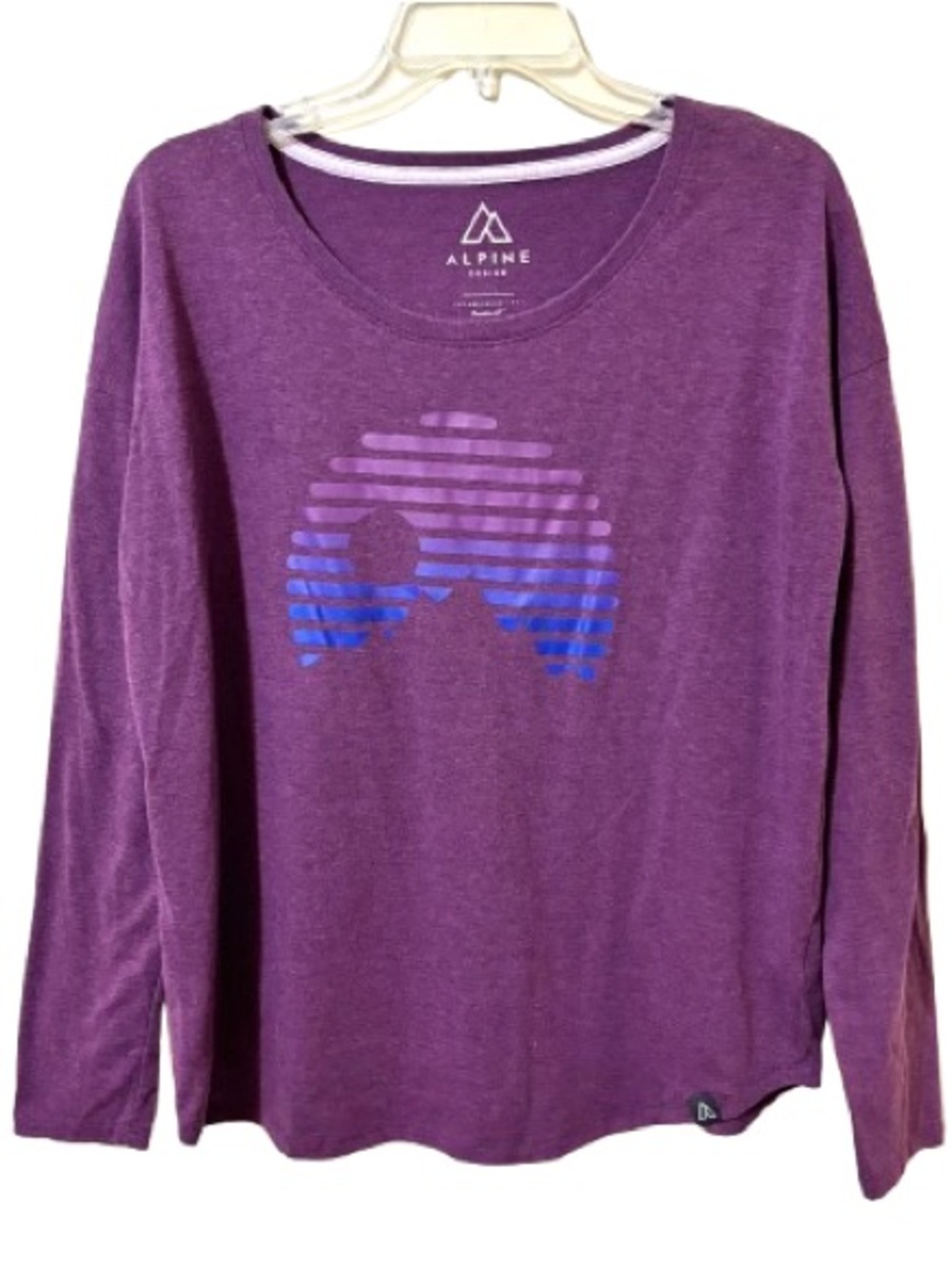 Alpine Design Plum Purple Mountain Graphic Long Sleeve Tee - Size M